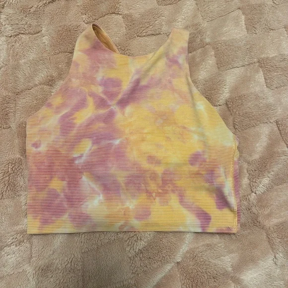 Athleta Conscious Textured Crop Spray Dye Island Coral/ Vintage Plum Size Small - Picture 1 of 3